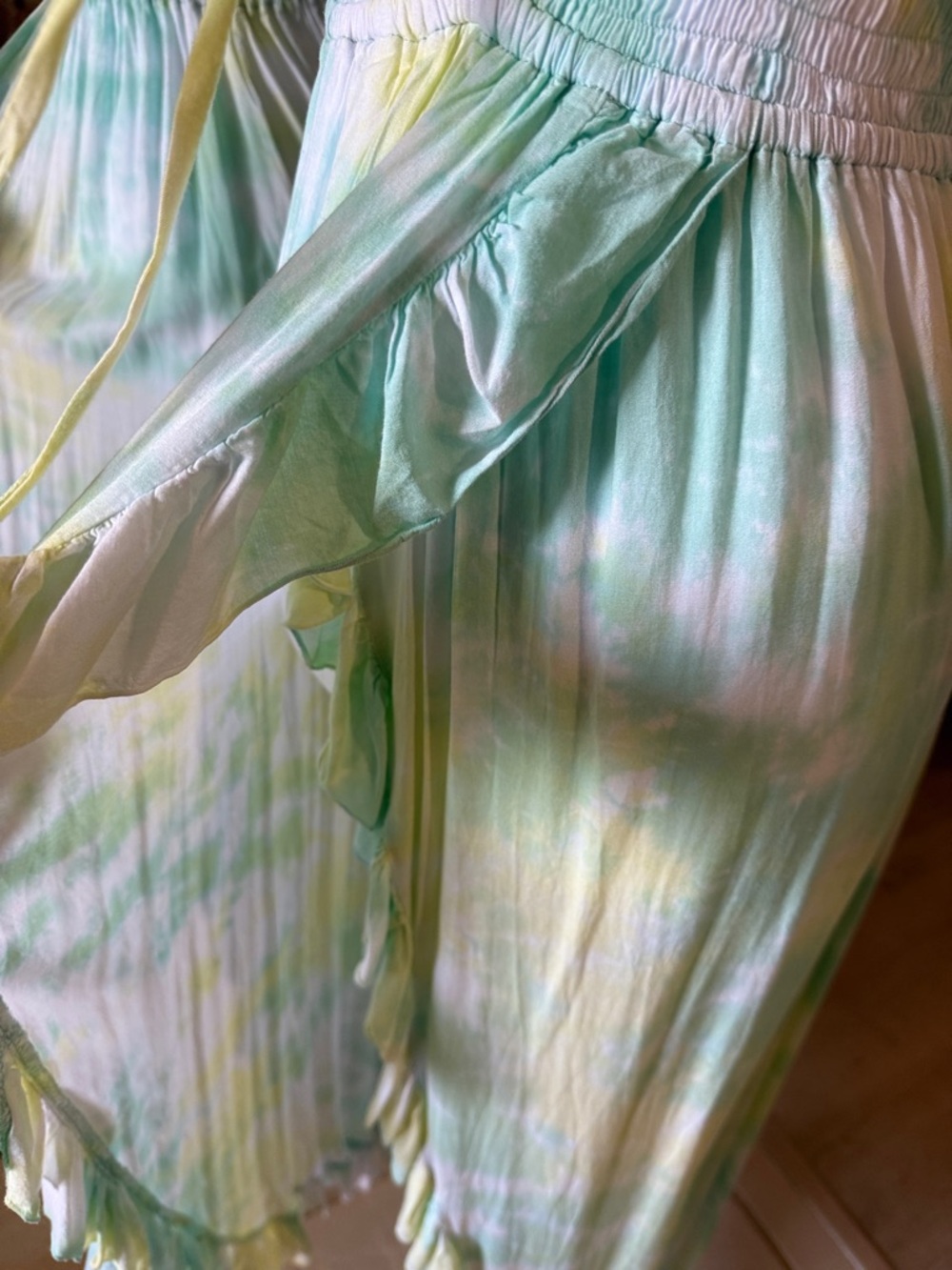 Tiare Hawaii Strapless Tie-Dye Maxi Dress in Mint & Yellow - Picture 7 of 10